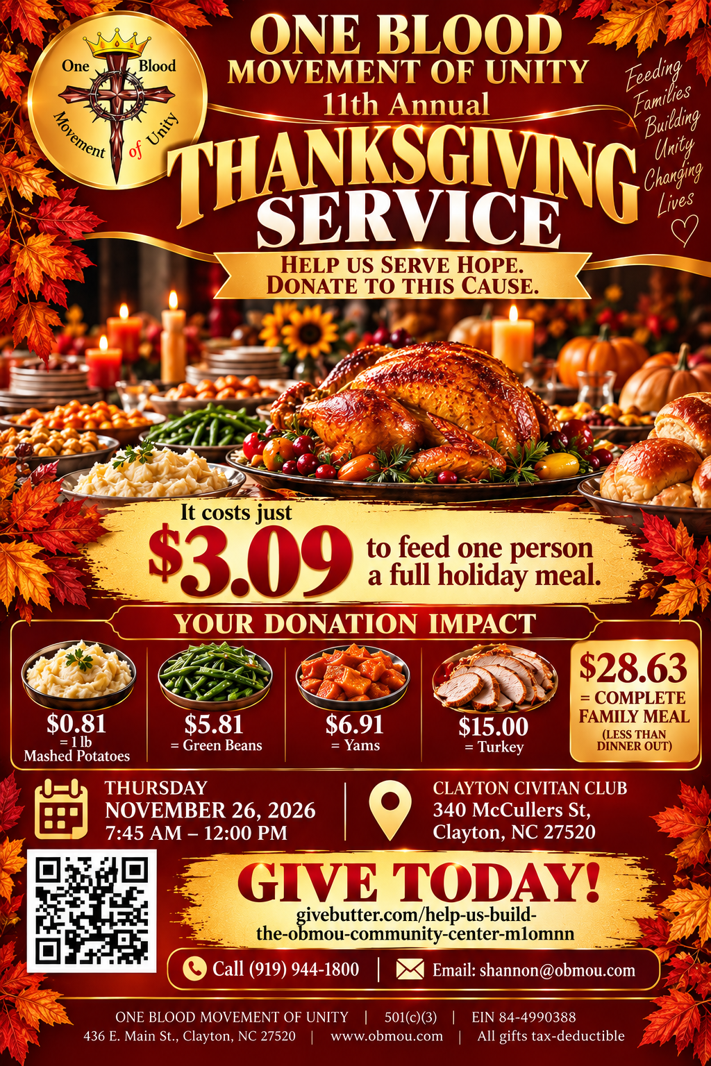 Sign Up Genuis 2026 ThanksGiving Dinner